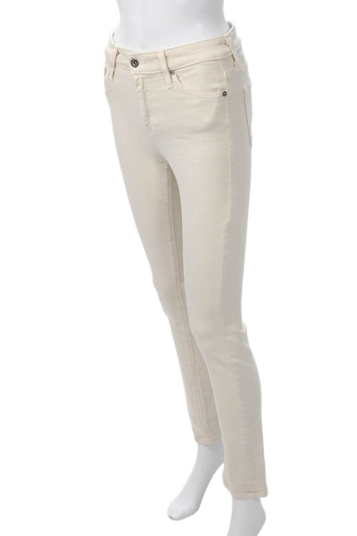 AG Adriano Goldschmied Womens Beige High Rise Jeggings Button Fly Size 25