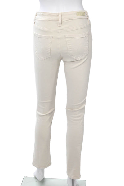 AG Adriano Goldschmied Womens Beige High Rise Jeggings Button Fly Size 25