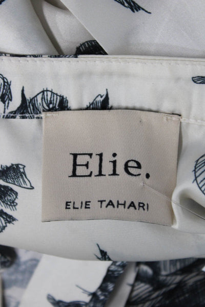 Elie Tahari Women High Neck Floral Silk Sleeveless Blouse White Size S