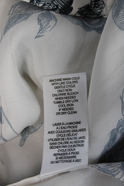 Elie Tahari Women High Neck Floral Silk Sleeveless Blouse White Size S