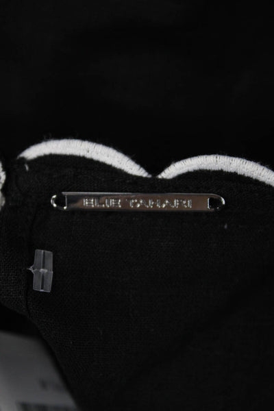 Elie Tahari Women Black Floral Tank Round Neck Button Sleeveless Size M