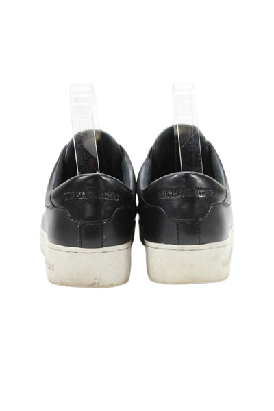 Michael Kors Womens Leather Front Zip Platform Slip-On Sneakers Black Size 5.5