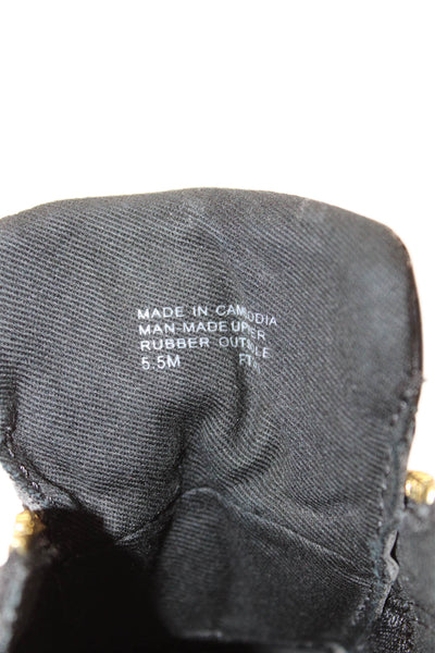 Michael Kors Womens Leather Front Zip Platform Slip-On Sneakers Black Size 5.5