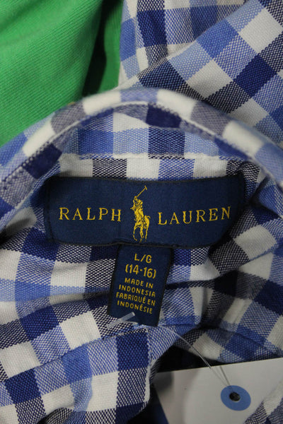 Polo Ralph Lauren Boys Cotton Check Print Buttoned-Down Blue Size L