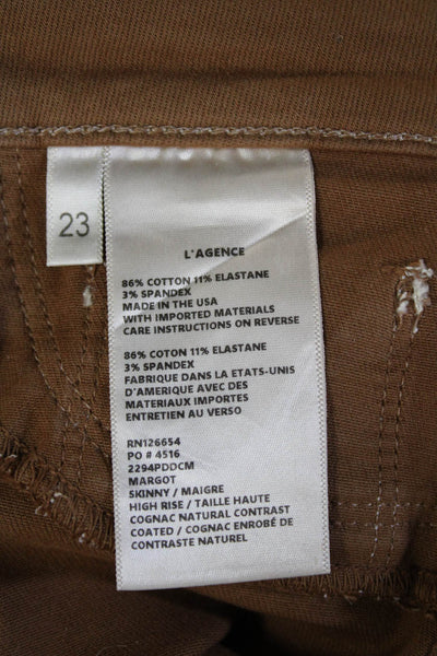 L'Agence Women Ankle Jegging Pants Brown High Rise Petite Size 23
