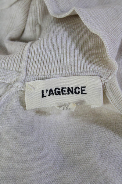 L'Agence Womens Beige Cotton Mock Neck Sweater Long Sleeve Size XS