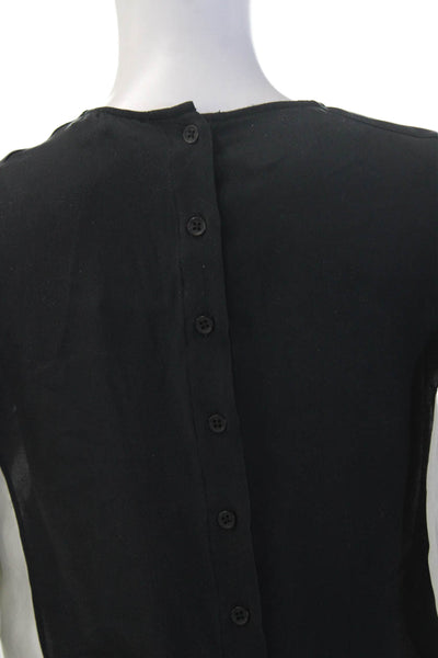 Rag & Bone Women Black Silk Button Up Blouse Long Sleeve Crew Neck Size S