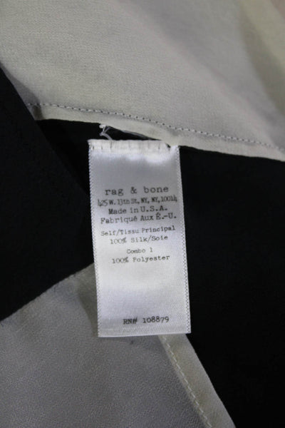 Rag & Bone Women Black Silk Button Up Blouse Long Sleeve Crew Neck Size S