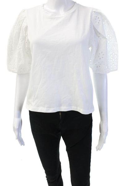 Zara Womens Basic T-Shirt White Crew Neck Short Sleeve Zip Size M