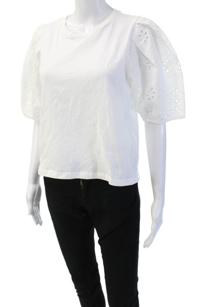 Zara Womens Basic T-Shirt White Crew Neck Short Sleeve Zip Size M