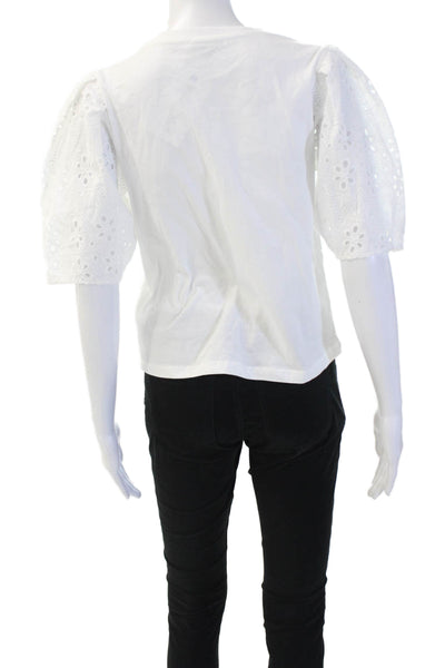 Zara Womens Basic T-Shirt White Crew Neck Short Sleeve Zip Size M