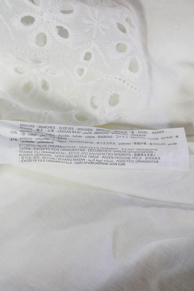 Zara Womens Basic T-Shirt White Crew Neck Short Sleeve Zip Size M