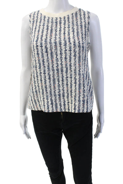 Derek Lam 10 Crosby Women White Silk Sleeveless Floral Tank Crew Neck Size 0