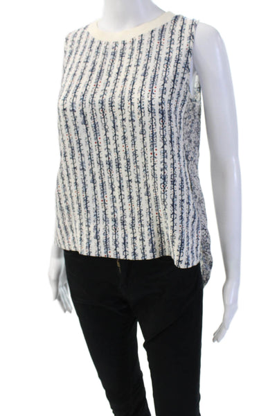 Derek Lam 10 Crosby Women White Silk Sleeveless Floral Tank Crew Neck Size 0