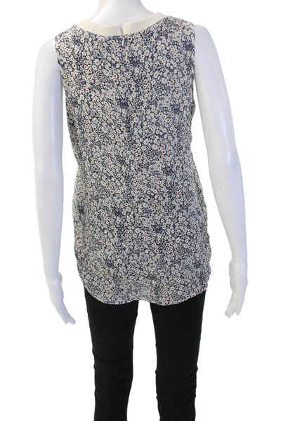 Derek Lam 10 Crosby Women White Silk Sleeveless Floral Tank Crew Neck Size 0