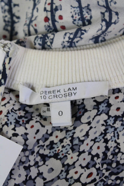 Derek Lam 10 Crosby Women White Silk Sleeveless Floral Tank Crew Neck Size 0