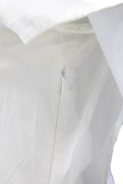 Theory Women Basic White Short Sleeve Zip Petites Blouse Size S
