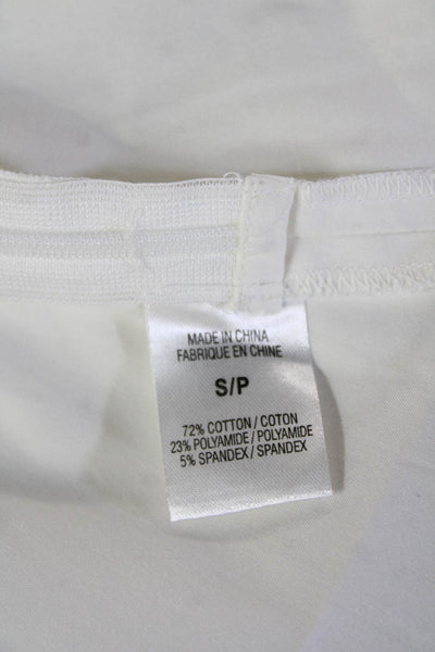 Theory Women Basic White Short Sleeve Zip Petites Blouse Size S