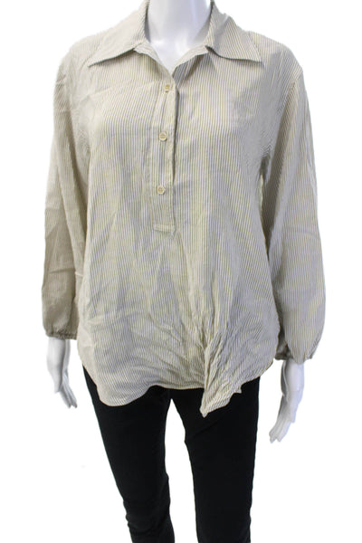 Zara Women White Button Collar Long Sleeve Blouse Designer Size XS