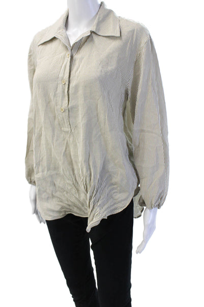 Zara Women White Button Collar Long Sleeve Blouse Designer Size XS