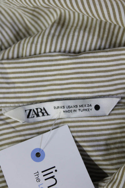 Zara Women White Button Collar Long Sleeve Blouse Designer Size XS
