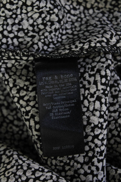 Rag & Bone Womens Cropped Animal Print Black Zip Pants Size 2