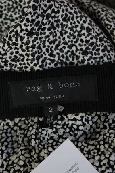 Rag & Bone Womens Cropped Animal Print Black Zip Pants Size 2