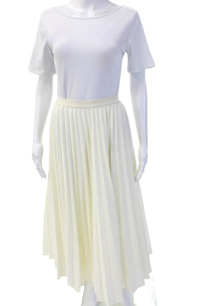 Zara Women Beige A-Line Pleated Long Skirt 100% Polyester Size M