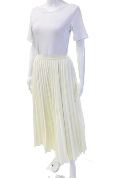 Zara Women Beige A-Line Pleated Long Skirt 100% Polyester Size M