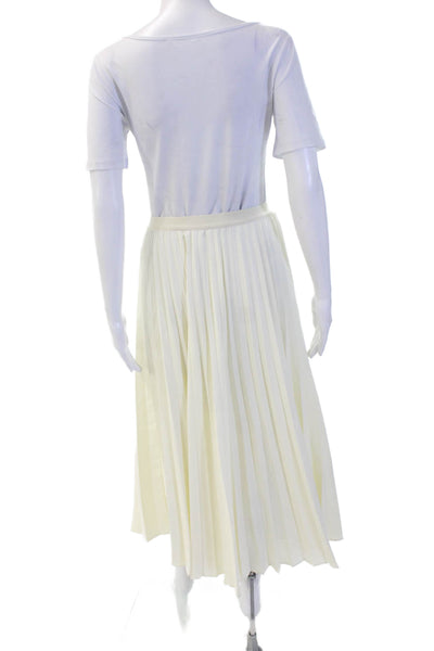 Zara Women Beige A-Line Pleated Long Skirt 100% Polyester Size M