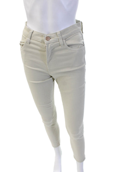 J Brand Women Cropped Ankle Beige Pants Button Closure Designer Size 26