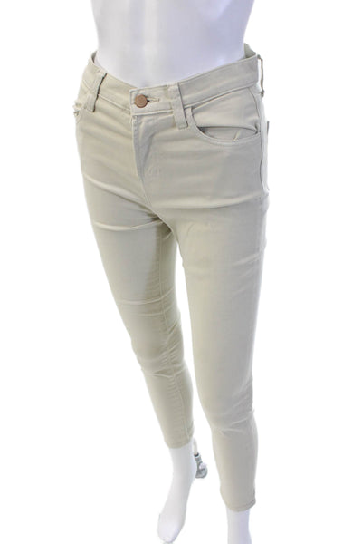 J Brand Women Cropped Ankle Beige Pants Button Closure Designer Size 26
