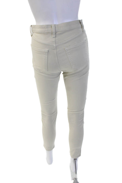 J Brand Women Cropped Ankle Beige Pants Button Closure Designer Size 26