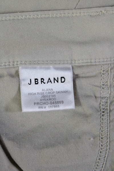 J Brand Women Cropped Ankle Beige Pants Button Closure Designer Size 26