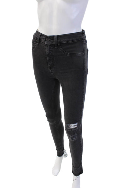 Rag & Bone Jean Women Black Ankle Skinny Jeans High Rise Button Size 26