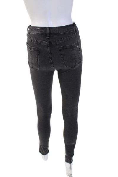 Rag & Bone Jean Women Black Ankle Skinny Jeans High Rise Button Size 26