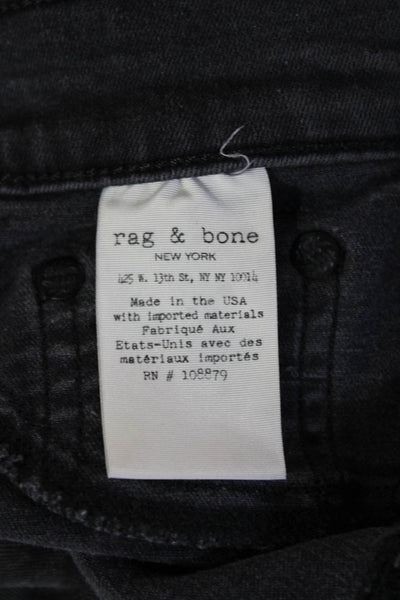 Rag & Bone Jean Women Black Ankle Skinny Jeans High Rise Button Size 26