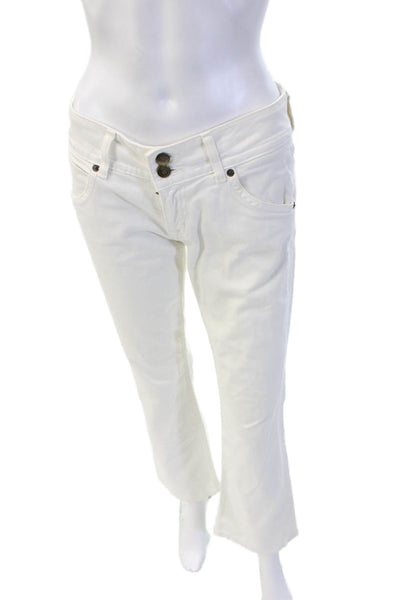 Hudson Women Cropped White Low Rise Button Pants Size 27