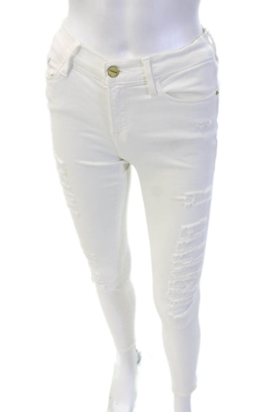Frame Denim Womens Skinny Ankle Jeans White Size 27