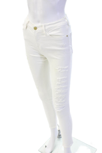 Frame Denim Womens Skinny Ankle Jeans White Size 27
