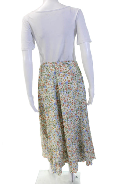 Zara Women A-Line Maxi Skirt Green Floral Polyester Blend Size M