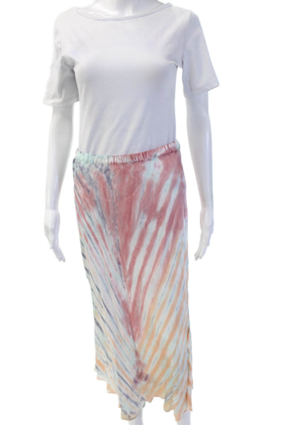 YFB Women Maxi Skirt Light Blue Striped Viscose Rayon Size L