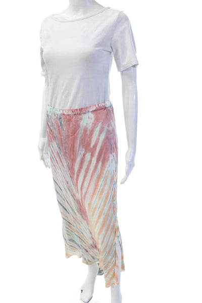 YFB Women Maxi Skirt Light Blue Striped Viscose Rayon Size L