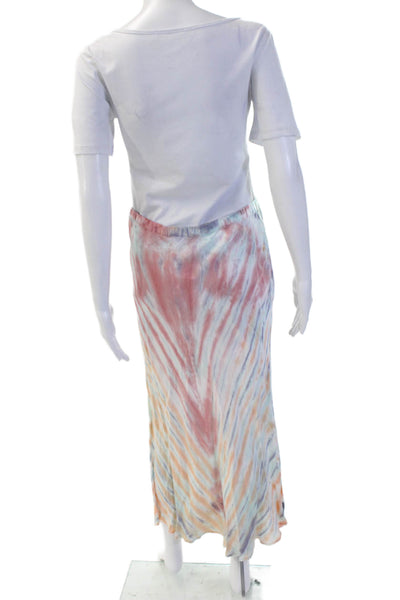 YFB Women Maxi Skirt Light Blue Striped Viscose Rayon Size L
