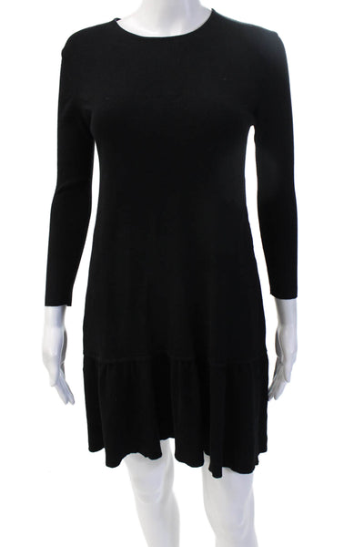 Zara Knit Womens Sweater Dress Black Long Sleeve Modal Blend Size S