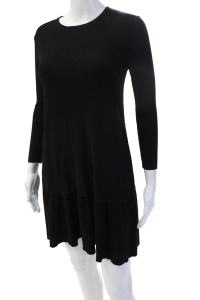 Zara Knit Womens Sweater Dress Black Long Sleeve Modal Blend Size S