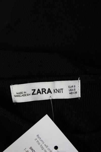 Zara Knit Womens Sweater Dress Black Long Sleeve Modal Blend Size S