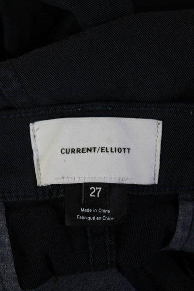 Current/Elliott Unisex Ankle Cropped Chino Pants Dark Blue Button Size 27