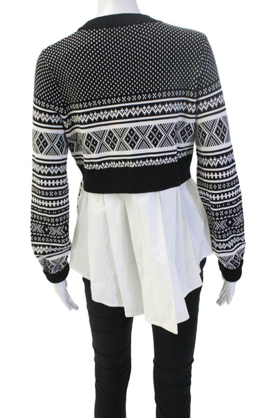 Veronica Beard Unisex Fair Isle Pullover Sweater Black Crewneck Zip Size M