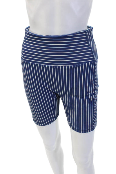 Solid & Striped Unisex Striped Biker Shorts Dark Blue Nylon Elastane Size M